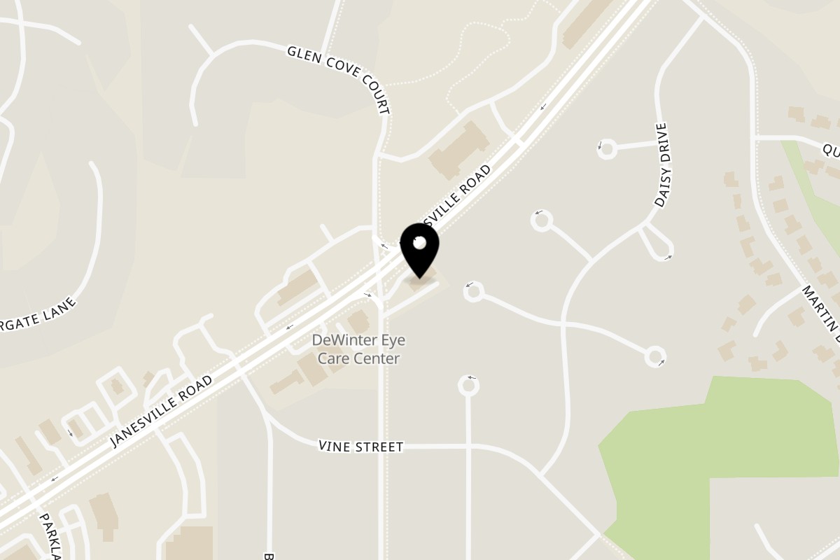 Map showing the location of Dos Banderas Restaurant on S72W16373 Janesville Road in Muskego
